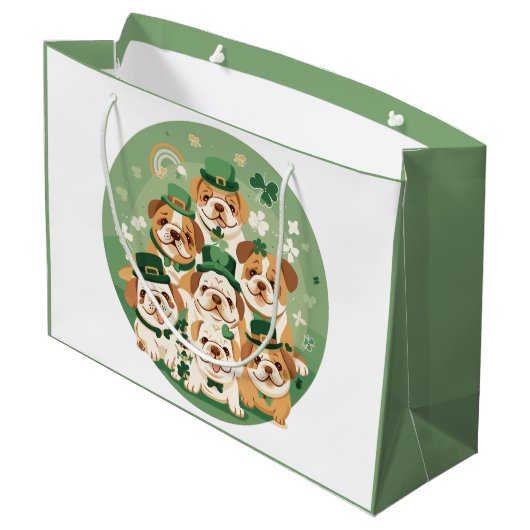 St. Patrick's Day Engelse Bulldogs Groot Cadeauzakje (Achterkant Gekanteld)