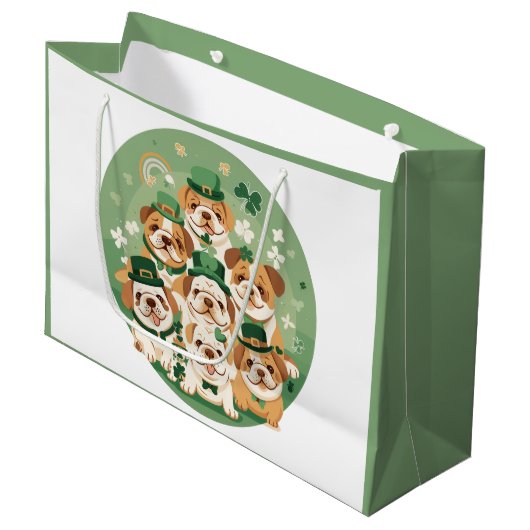 St. Patrick's Day Engelse Bulldogs Groot Cadeauzakje (Voorkant Gekanteld)