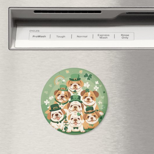 St. Patrick's Day Engelse Bulldogs Magneet (Insitu (Vaatwasser))