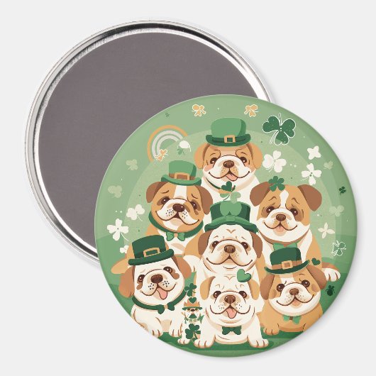 St. Patrick's Day Engelse Bulldogs Magneet (Voorkant / Achterkant)