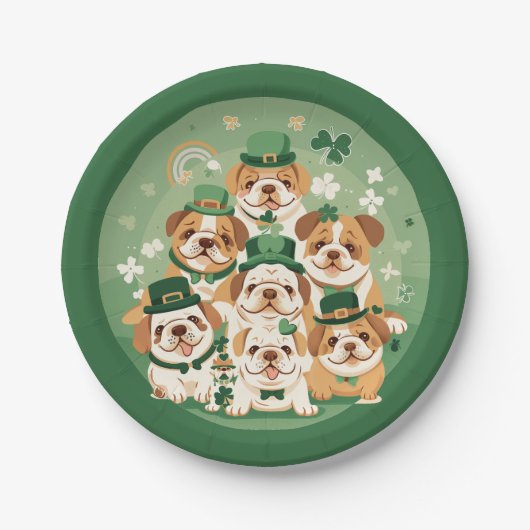 St. Patrick's Day Engelse Bulldogs Papieren Bordje (Voorkant)