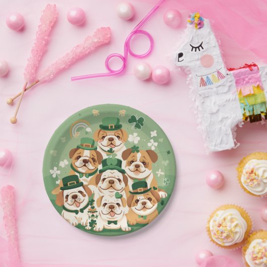 St. Patrick's Day Engelse Bulldogs Papieren Bordje (Feest)