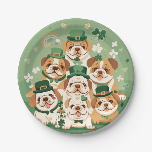St. Patrick's Day Engelse Bulldogs Papieren Bordje (Voorkant)