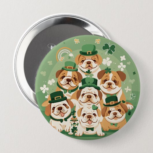 St. Patrick's Day Engelse Bulldogs Ronde Button 4,0 Cm (Voorkant /achterkant)