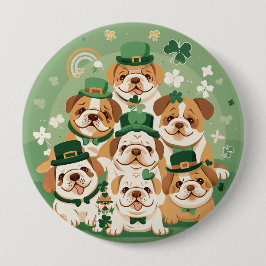 St. Patrick's Day Engelse Bulldogs Ronde Button 4,0 Cm