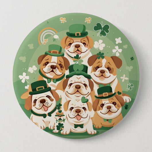St. Patrick's Day Engelse Bulldogs Ronde Button 4,0 Cm (Voorkant)