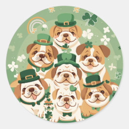 St. Patrick's Day Engelse Bulldogs Ronde Sticker