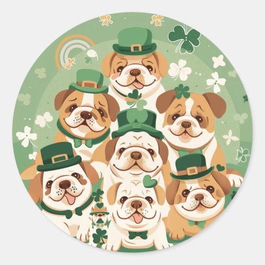 St. Patrick's Day Engelse Bulldogs Ronde Sticker (Voorkant)