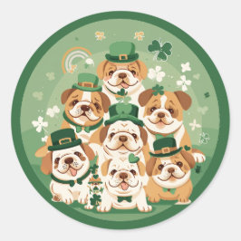 St. Patrick's Day Engelse Bulldogs Ronde Sticker