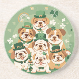 St. Patrick's Day Engelse Bulldogs Zandsteen Onderzetter