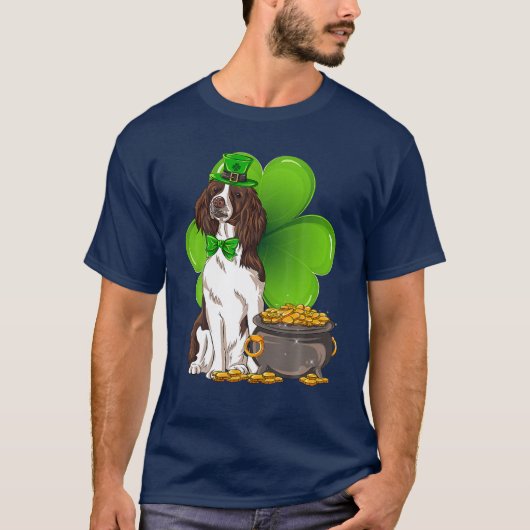 St Patrick's Day English Springer Spaniel Shamrock T-shirt (Voorkant)