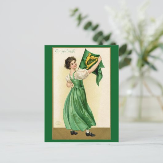 St. Patrick's Day Erin Go Bragh  Dame Briefkaart (Staand voorkant)