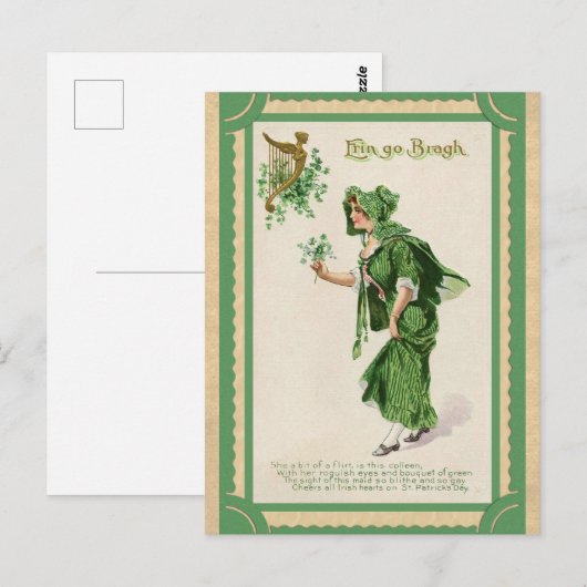 St Patricks Day Erin Go Bragh Irish Poem Briefkaart (Voorkant / Achterkant)
