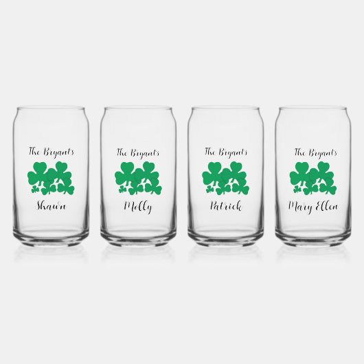 St Patrick's Day Familie gepersonaliseerd ontwerp Blikvorm Glas (Voorkant)