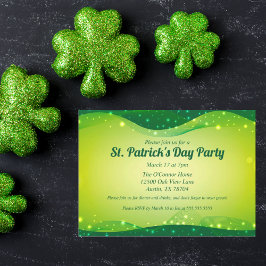 St. Patrick's Day Fancy Sparkle Green Custom Party Kaart