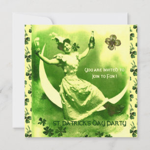 ST.PATRICK'S DAY FEEST MAAN VROUW MET KLAVERTJES KAART
