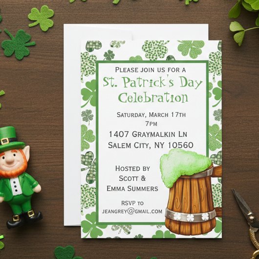 St. Patrick's Day Feest Shamrock Groen Bier Kaart