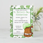 St. Patrick's Day Feest Shamrock Groen Bier Kaart (Staand voorkant)