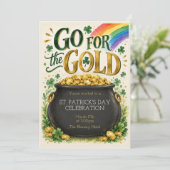 St. Patrick's Day Feest Uitnodiging | Pot met Goud (Staand voorkant)
