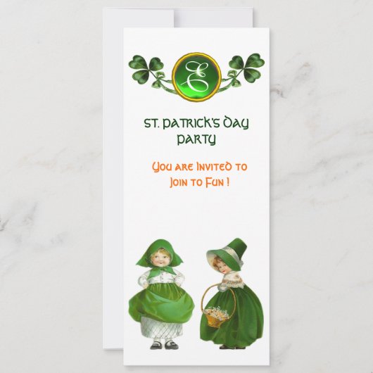 ST. PATRICK'S DAY FEESTJE GROENE EMAUROLE MONOGRAM KAART (Voorkant)