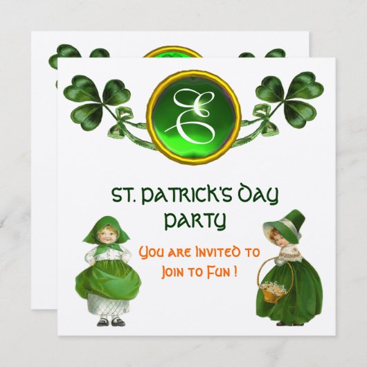 ST. PATRICK'S DAY FEESTJE GROENE EMEERDEN MONOGRAM KAART (Voorkant / Achterkant)