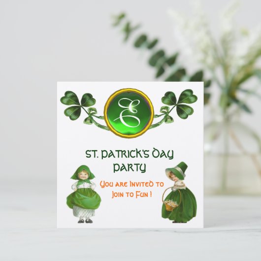 ST. PATRICK'S DAY FEESTJE GROENE EMEERDEN MONOGRAM KAART (Staand voorkant)