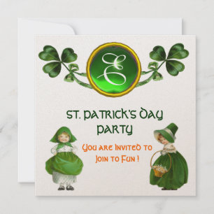 ST. PATRICK'S DAY FEESTJE GROENE EMERALD MONOGRAAM KAART
