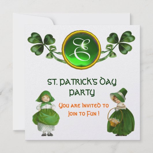 ST. PATRICK'S DAY FEESTJE GROENE EMERALD MONOGRAM KAART (Voorkant)