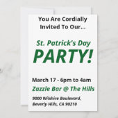St. Patrick's Day FEESTPARTY Kaart (Achterkant)