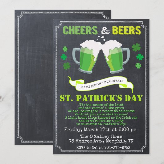 St. Patrick's Day-feestuitnodiging Kaart (Voorkant / Achterkant)