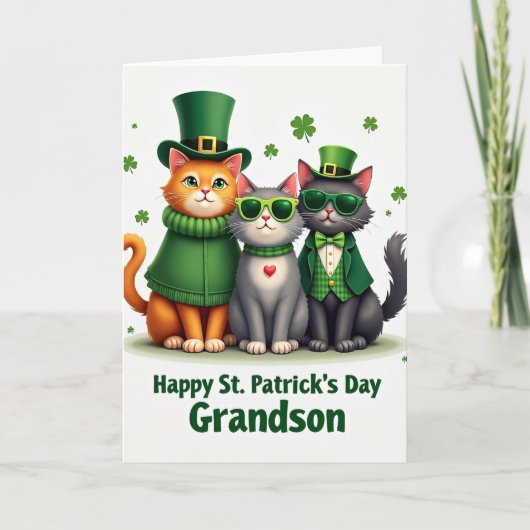 St Patricks Day Felines Glitter Card Kaart (Voorkant)