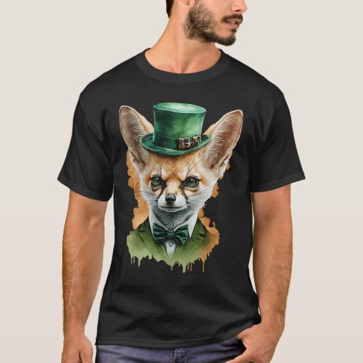 St Patrick's Day Fennec fox Fox Mannen Vrouwen T-shirt (Voorkant)