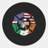 St Patrick's Day Fireman Gift Proud Firefighter Qu Ronde Sticker (Voorkant)