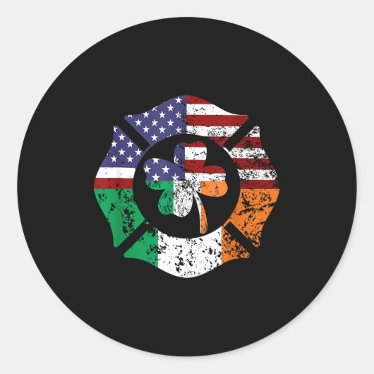 St Patrick's Day Fireman Gift Proud Firefighter Qu Ronde Sticker (Voorkant)