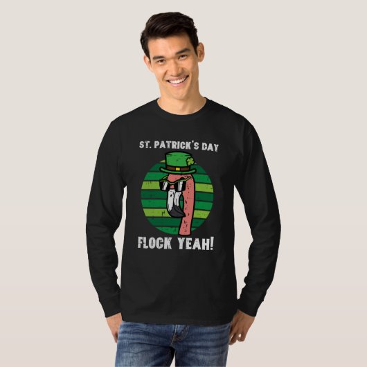 St Patricks Day Flamingo Flock Yeah Saint Paddys P T-shirt (Voorkant volledig)