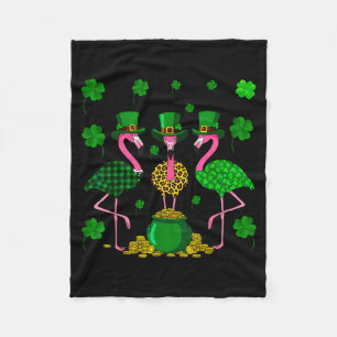 St. Patricks Day Flamingo Iers Ierland Shamrock C Fleece Deken