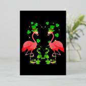 St Patrick's Day Flamingo Klaverhart Folie Feestdagenkaart (Staand Voorkant)
