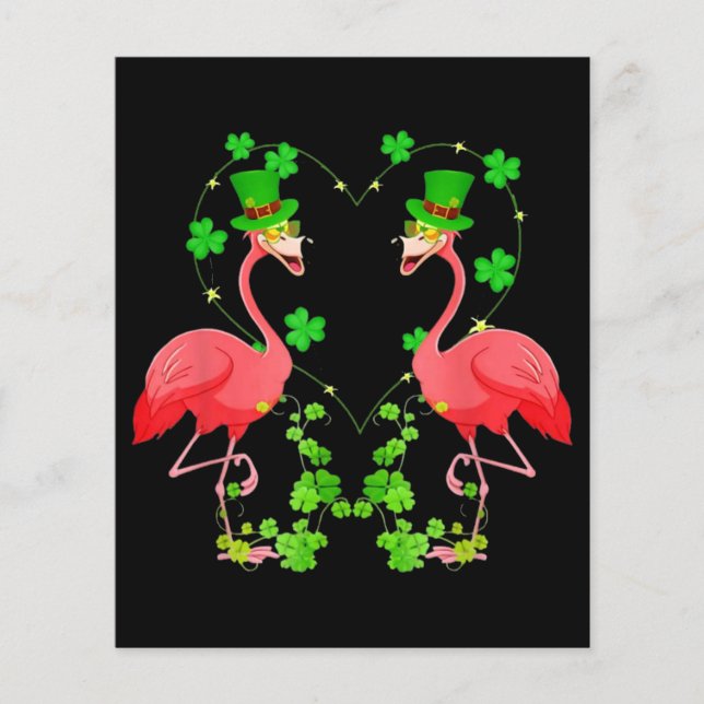 St Patrick's Day Flamingo Shamrock Heart (Voorkant)