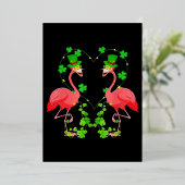 St Patrick's Day Flamingo Shamrock Heart Folie Feestdagenkaart (Staand Voorkant)