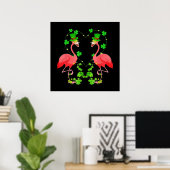St Patrick's Day Flamingo Shamrock Heart Poster (Thuiskantoor)