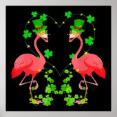 St Patrick's Day Flamingo Shamrock Heart Poster (Voorkant)