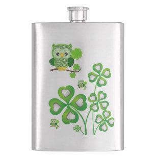 St. Patrick's Day Flask Owl Flacon