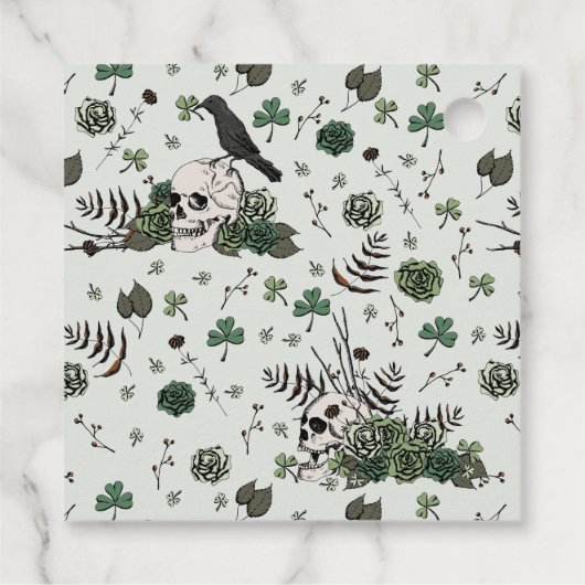 St. Patrick's Day Floral Skull & Clovers Bedankt Bedankjes Labels (Achterkant)
