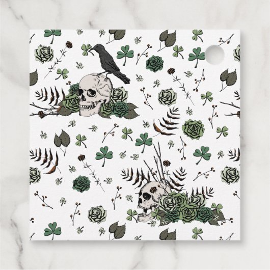 St. Patrick's Day Floral Skull & Clovers Bedankt Bedankjes Labels (Achterkant)