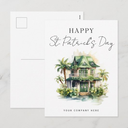 St. Patrick's Day Florida House Realty Marketing Feestdagenkaart (Voorkant / Achterkant)