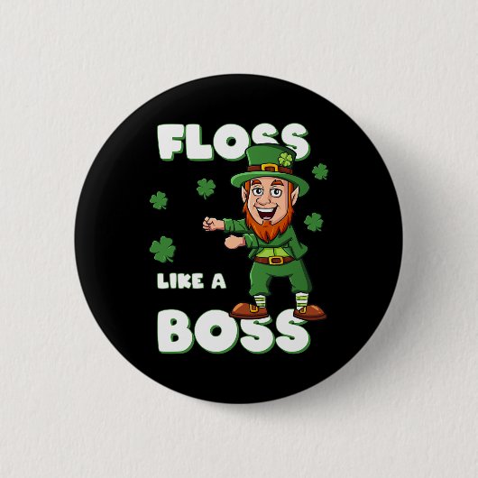 St Patricks Day Flossen als een baas Leprechaun Jo Ronde Button 5,7 Cm (Voorkant)