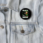 St Patricks Day Flossen als een baas Leprechaun Jo Ronde Button 5,7 Cm (In situ)