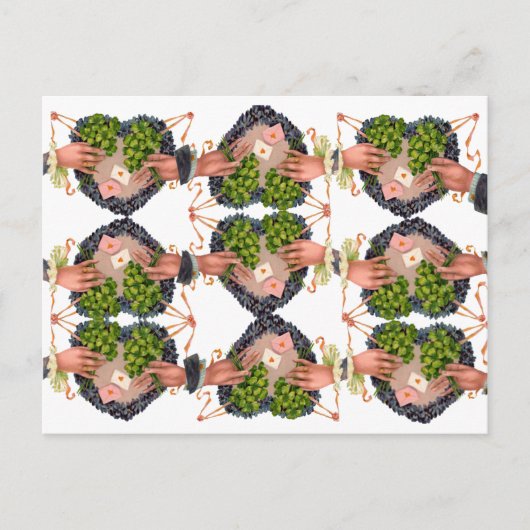 St. Patrick's Day Flower Heart en Clover Bouquets Briefkaart (Voorkant)