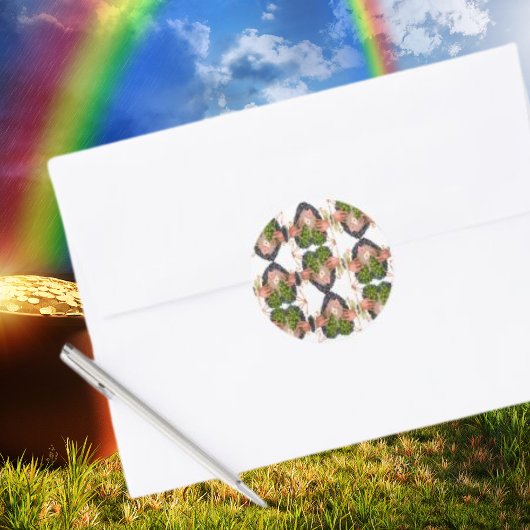 St. Patrick's Day Flower Heart en Clover Bouquets Ronde Sticker