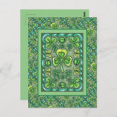 ST. PATRICK'S DAY FOLK ART SHAMROCKS N' LADYBUGS BRIEFKAART (Voorkant / Achterkant)